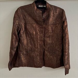 Chico’s Lightweight Linen Silk Blend Bronze Jacket. Size 1